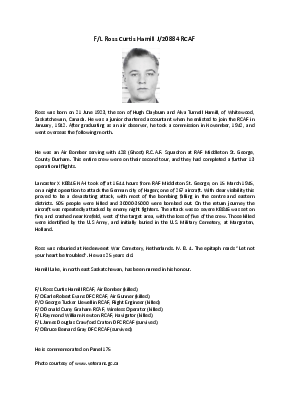 A preview of a PDF biography for Hamill, Ross Curtis